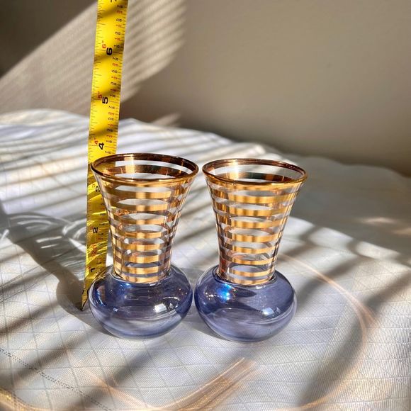 Bartlett Collins Vintage Mini Vases, 1940s Vintage Glass Mini Vases, Art Deco - Picture 3 of 10